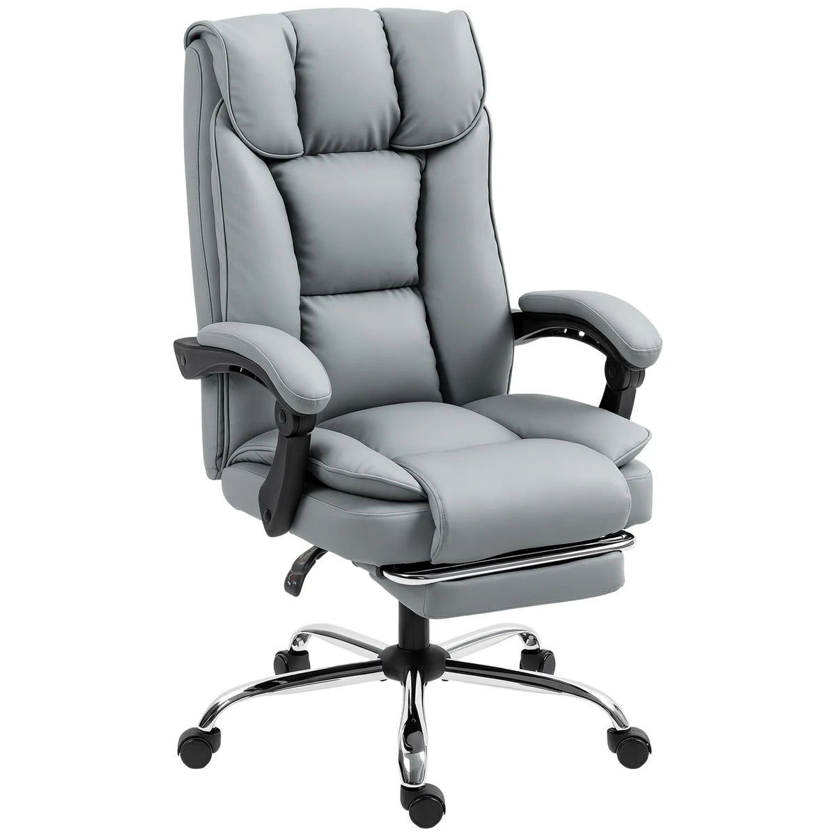 HOMCOM 155° Reclining Faux Leather Swivel Office Chair with Footrest – Height Adjustable, Black