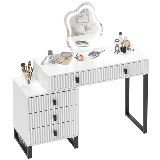 White dressing table with LED leaf mirror
