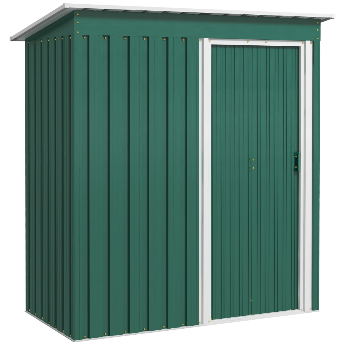 Outsunny 5 x 3ft Galvanised Steel Garden Shed with Sliding Door and Sloped Roof – Tool Storage, Green