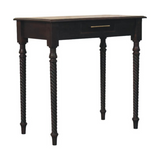 Artisan Furniture Solid Wood Cordelier Writing Desk with Rope-Twist Legs & 1 Drawer – Home Office, Dark Brown