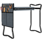 Outsunny Foldable Garden Kneeler and Seat with EVA Foam Pad & Removable Tool Bag – Steel Frame, Grey and Black