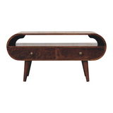 Artisan Furniture California Walnut Circular TV Stand – Solid Mango Wood, 2 Drawers & Open Slot, Brown