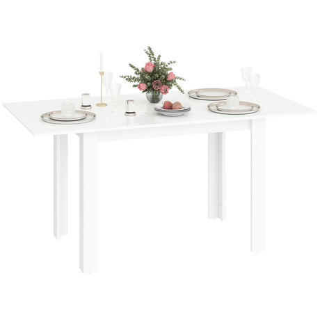 HOMCOM white extendable high gloss dining table