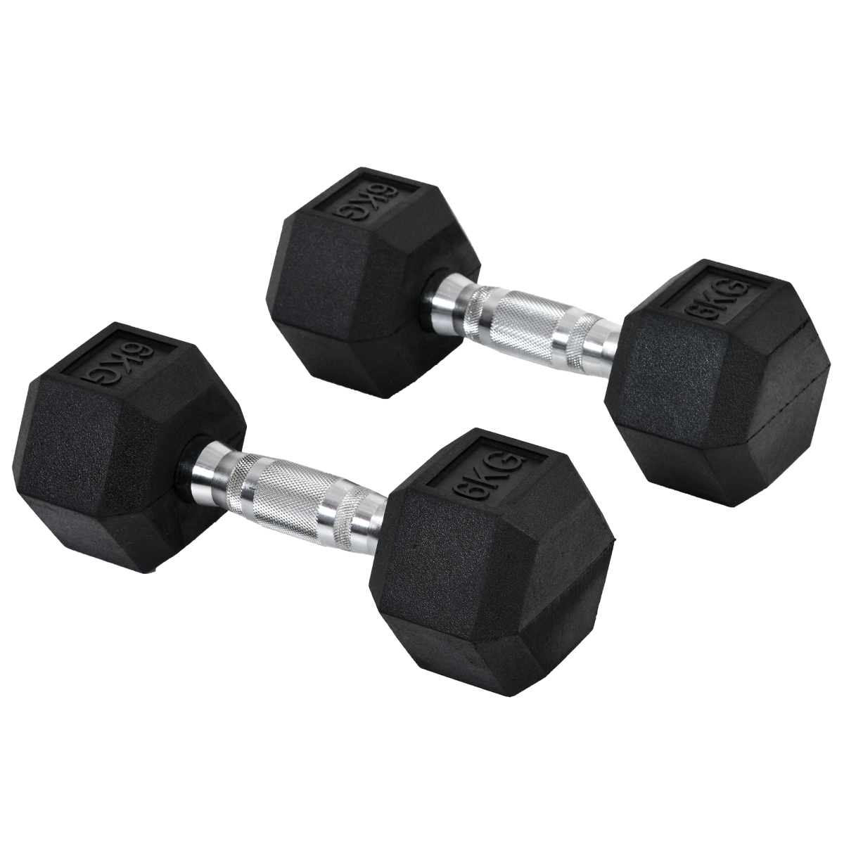 HOMCOM Hexagonal Dumbbells Set, 2 x 6kg with Knurled Handles & Anti-Roll Design – Home Gym Weight Lifting Hand Weights