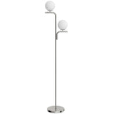 HOMCOM Dual-Head LED Floor Lamp – Silver