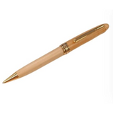 IMPERIAL Handcrafted Wood Ball Pen with Gold Trim – Elegant Gift for Pen Collectors, Light Brown