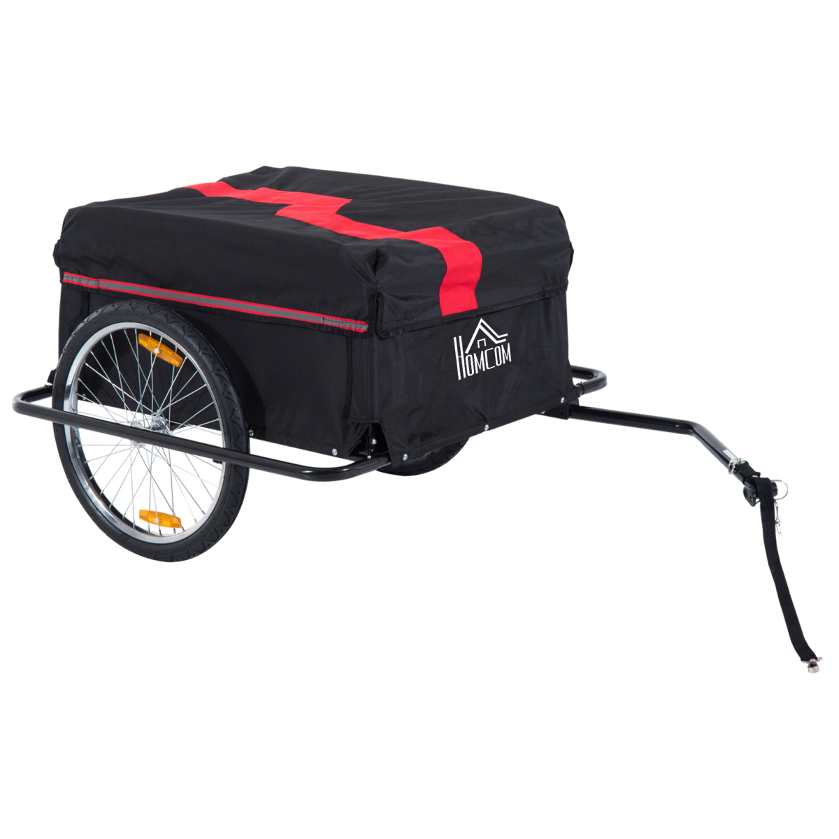 HOMCOM Two-Wheel Bicycle Cargo Trailer with Folding Storage Bag & Top Cover – 40kg Steel Frame Bike Wagon