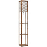 HOMCOM Three-Shelf Standing Lamp – Rustic Brown/White