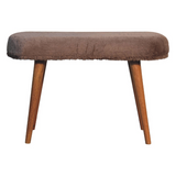 Artisan Furniture Solid Wood Mocha Faux Fur Bench – Upholstered Bedroom & Living Room Seat, Oak-ish Legs, Brown