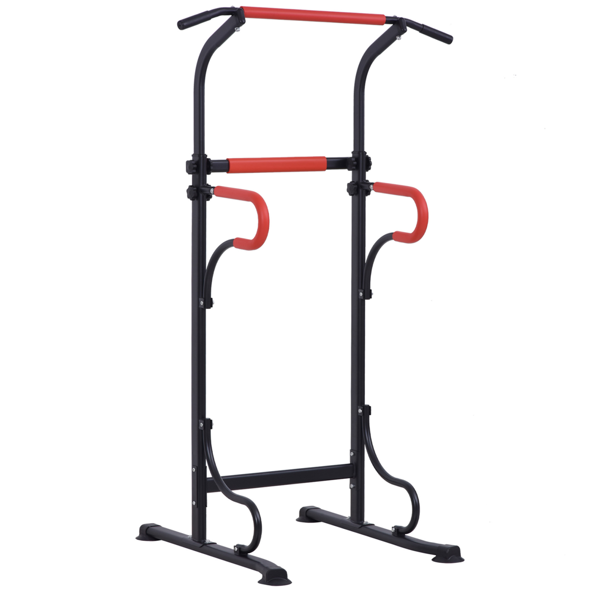 HOMCOM Power Tower with Adjustable Height, Pull Up Bar & Dip Station – Free Standing Steel Workout Station