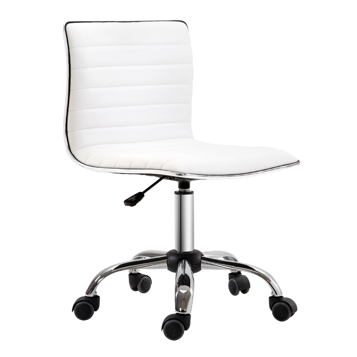 HOMCOM Armless Mid-Back Ergonomic Office Chair with 360 Swivel and Adjustable Height – PU Leather, White