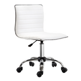 HOMCOM Armless Mid-Back Ergonomic Office Chair with 360 Swivel and Adjustable Height – PU Leather, White