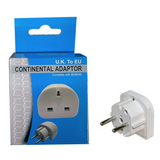 PowerPlus Continental Travel Adaptor UK to EU, 13A – Plug Adaptor for Europe Trips