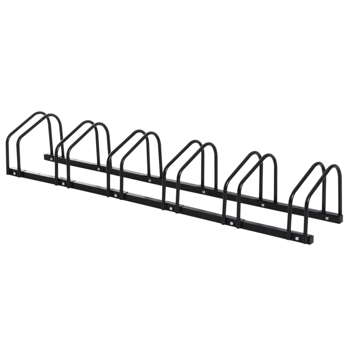 HOMCOM 6 Bike Parking Rack, Galvanised Steel Floor or Wall Mount Stand – Detachable Bicycle Storage, Black