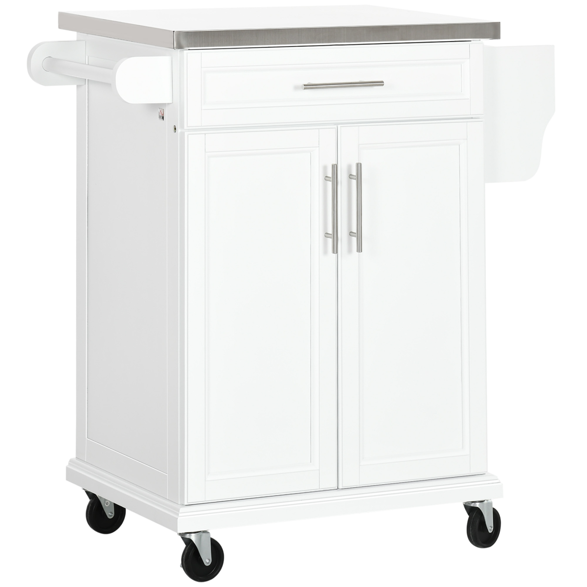 White rolling kitchen cart