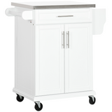 White rolling kitchen cart