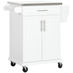 White rolling kitchen cart