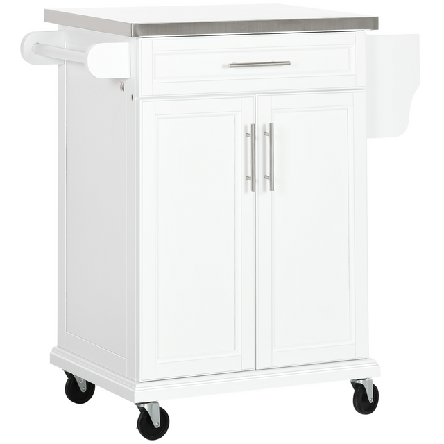 White rolling kitchen cart