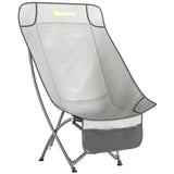 Outsunny Folding Moon Chair with Side Pocket & Carry Bag – Heavy Duty Camping Chair for Adults, Light Grey