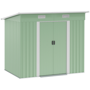 Green 6.8 x 4.3ft outdoor garden storage shed