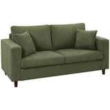 HOMCOM Corduroy 2 Seater Sofa with Wide Seat and Pocket Spring Cushions – Loveseat Couch, Green