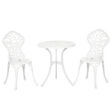 Outsunny 3-Piece Aluminium Bistro Set with Round Table & 2 Chairs – Floral Cut-Out, Garden Patio