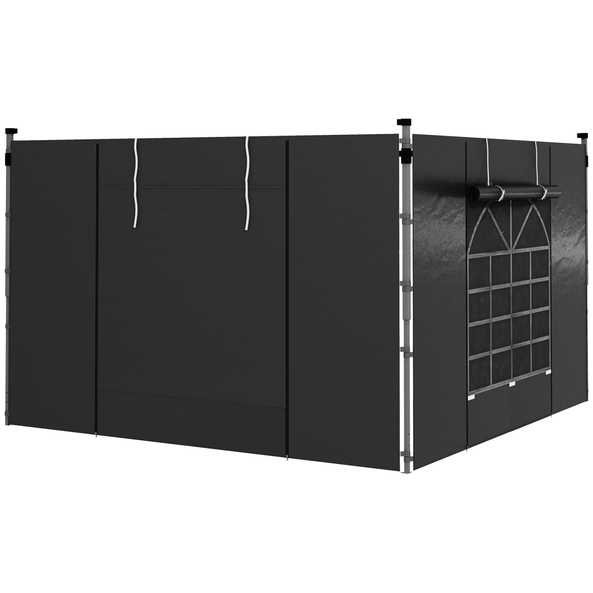 Outsunny 3x3m / 3x6m Pop Up Gazebo Side Panels, 2-Pack with Windows & Zipped Doors – Replacement Set, Black
