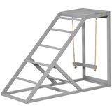 PawHut Chicken Coop Activity Toy with Swing, Ladder & Platform for 2 Chickens – Fir Wood Perch Stand, Grey