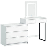 HOMCOM Vanity Makeup Desk LED Mirror Dressing Table Large Storage 5 Drawers White