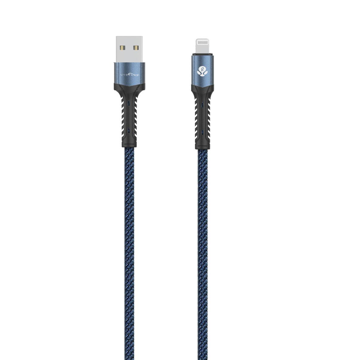 WYEFLOW 10W SuperStrand Braided USB to 8-Pin Charging & Data Cable 1m – Aluminium Shell, Blue