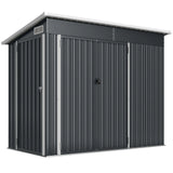 Outsunny 7.5 x 4.3ft Galvanised Metal Garden Shed with 3 Lockable Doors and Vents, Dark Grey
