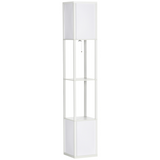 HOMCOM Shelf Floor Lamp with Dual Light, for Living Room, Bedroom, White