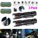 2-Pack USB Rechargeable Mini LED Torches – Adjustable Focus, 3 Lighting Modes, Aluminium, Black