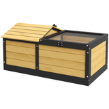 PawHut Wooden Tortoise House with Hide Shelter Den, Run & Openable Roof – Small Reptile Habitat, Yellow
