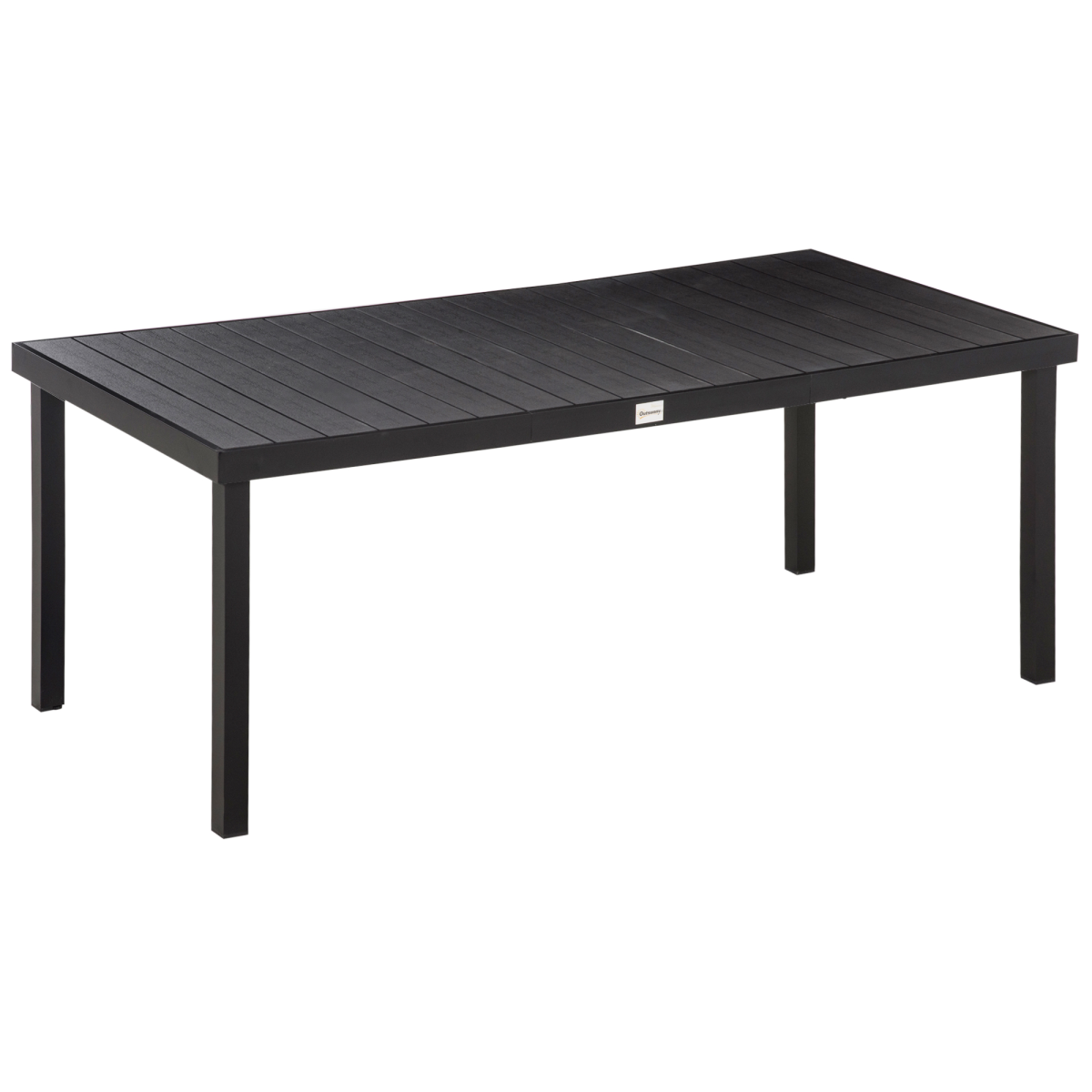 Outsunny Outdoor Dining Table for 8 with Water-Resistant Wood-Effect Top & Aluminium Frame – Patio, Black
