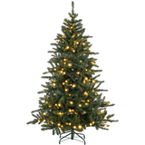 HOMCOM 6ft Artificial Christmas Tree with 310 Warm White LED Lights & Metal Base – Indoor, Green