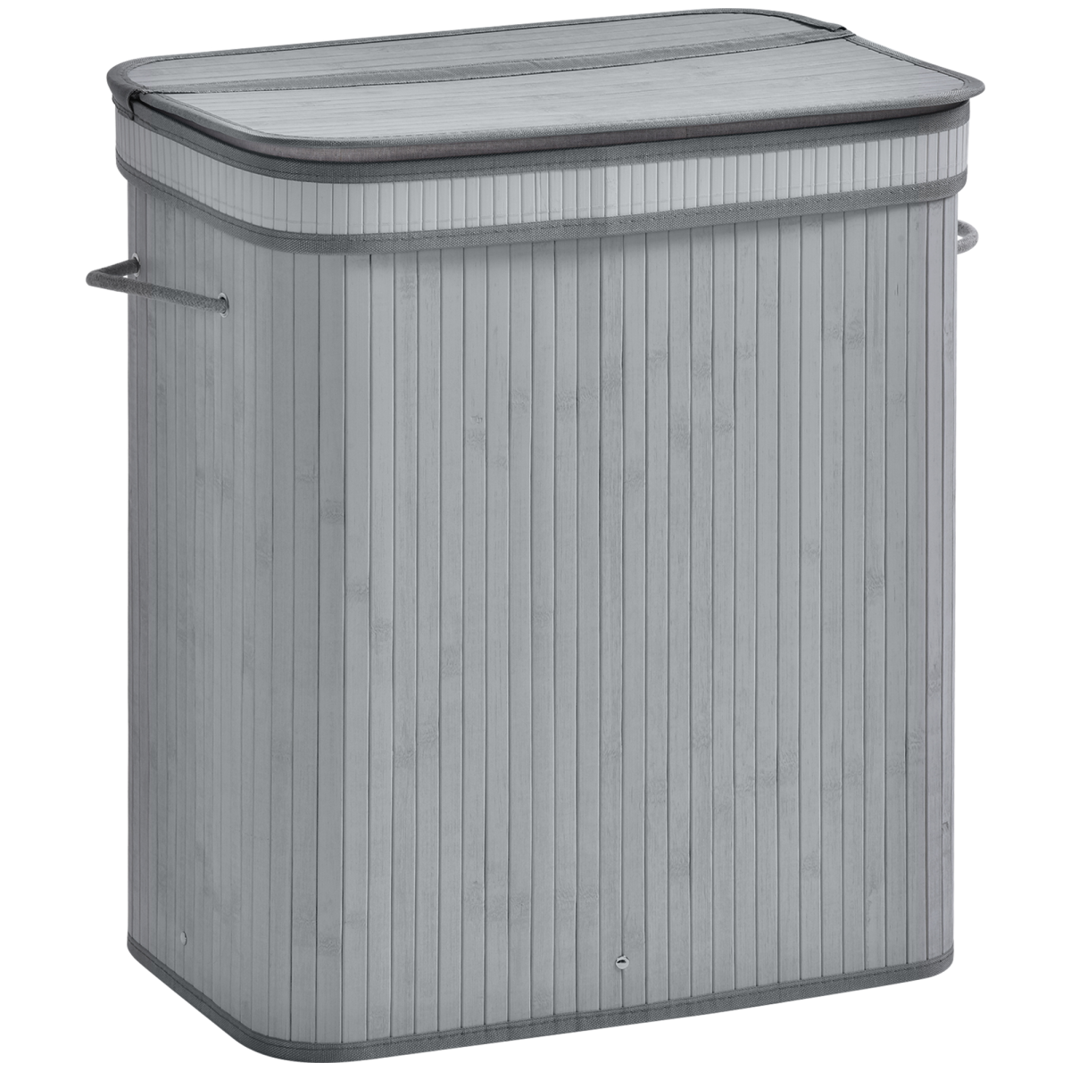 HOMCOM 100L Bamboo Laundry Basket with Flip Lid and Removable Lining – Water-Resistant Hamper, Grey