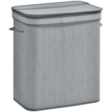 HOMCOM 100L Bamboo Laundry Basket with Flip Lid and Removable Lining – Water-Resistant Hamper, Grey