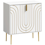 HOMCOM Modern Kitchen Cupboard with 2 Doors, Adjustable Shelf and Copper-Tone Metal Legs – Storage Cabinet, White