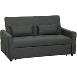HOMCOM Three-Way Two-Seater Sofa Bed with Click-Clack Reclining Back – Pull-Out Guest Bed, Charcoal Grey