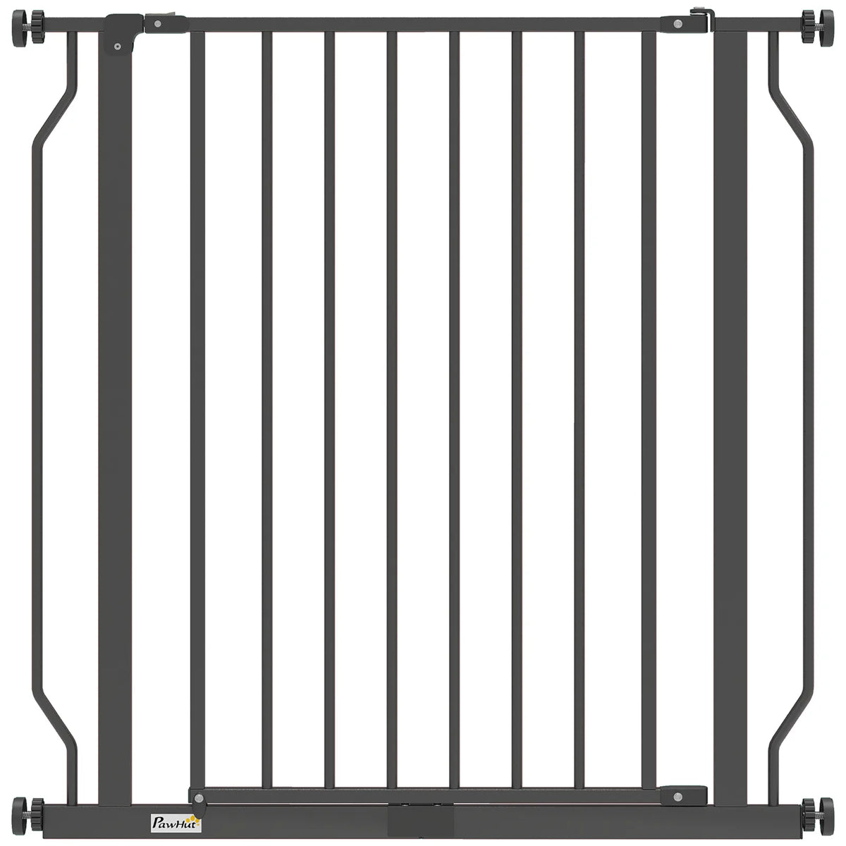 PawHut Extra Wide Pressure Fit Dog Gate with Double-Locking Door – Adjustable 75-85 cm Barrier, Black