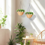 Artificial Hanging Baskets Set of 2 with Lifelike Plants & Pinecones – Maintenance-Free Decor, Blue & Green