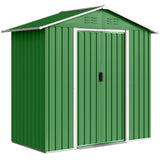 Outsunny 6.5 x 3.5ft Galvanised Metal Garden Shed with Double Doors and Vents, Green
