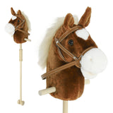 AIYAPLAY Stick Horse with Wooden Wheels, Galloping and Neighing Sounds, Grip Handle – 95 cm, Brown