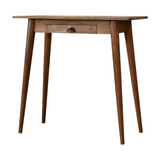 Artisan Furniture Solid Mango Wood Mini Nordic Style Writing Desk with 1 Drawer – Oak-ish Finish, Brown
