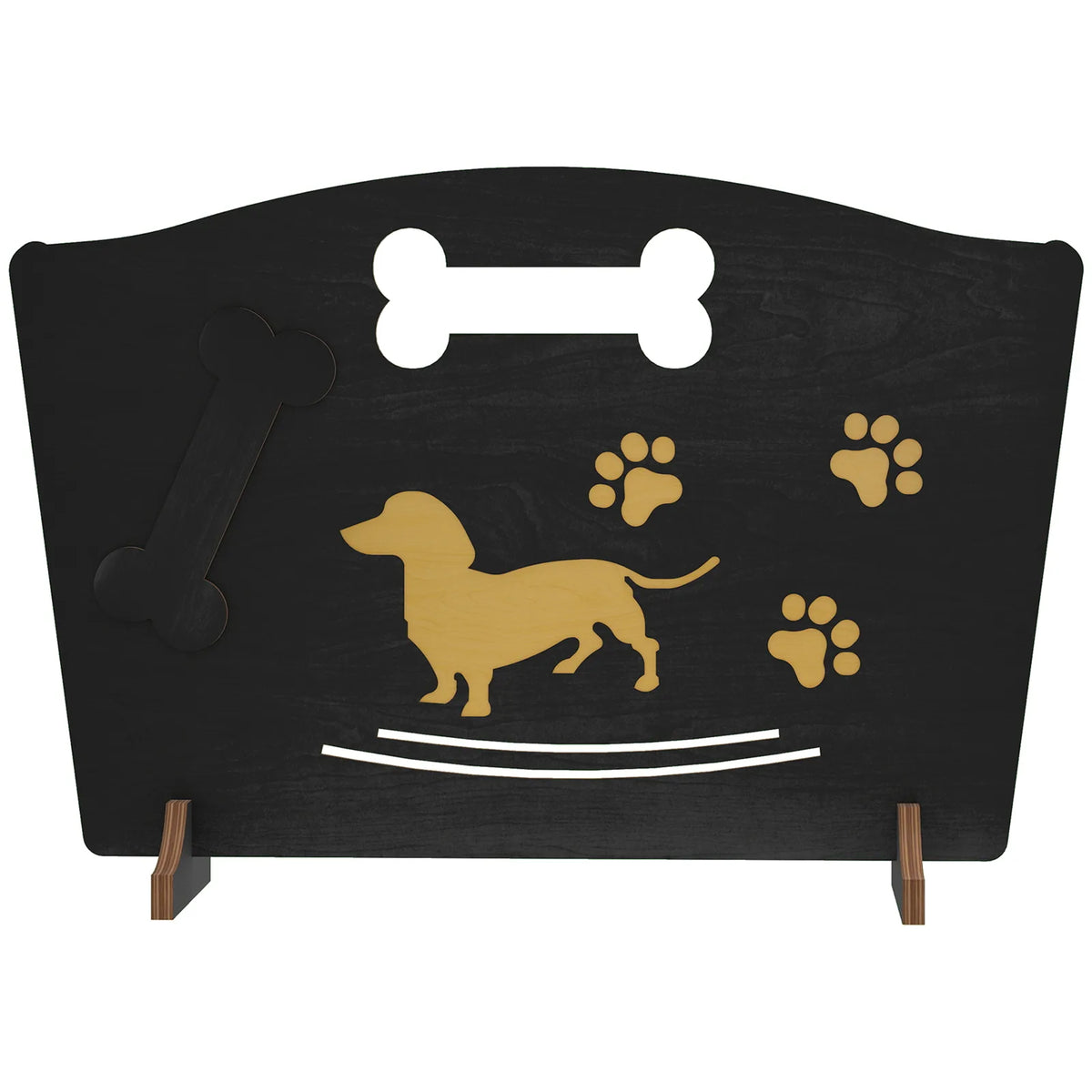PawHut Wooden Dog Gate with Support Feet – Freestanding Pet Barrier for Stairs and Patio, Black