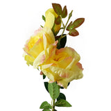80cm Artificial Yellow Rose Stem – 3 flowers
