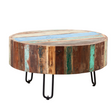 Coastal reclaimed wood drum coffee table