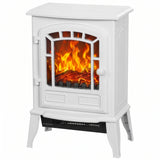 HOMCOM Electric Fireplace Stove, 1000W/2000W Freestanding Fire with LED Flame Effect & Thermostat – White