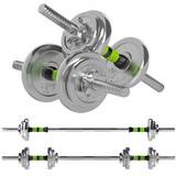 SPORTNOW 20kg 2-in-1 Adjustable Dumbbell Set with Connecting Bar – Converts to Barbell for Home Gym, Green